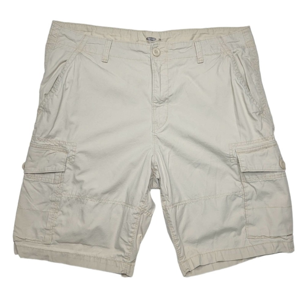 Old Navy Mens Beige Khaki 10" Inseam Cargo Lived In Chino Flat Shorts Sz 38